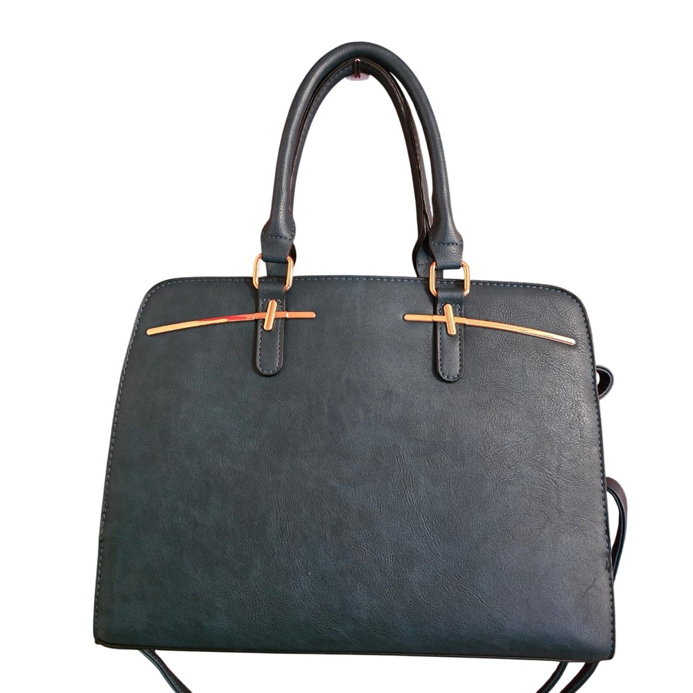 Dasein Teal Satchel Handbag and Crossbody Clutch Set Gold Hardware NWOT